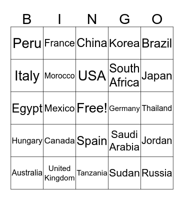 Vocabulary Bingo Card