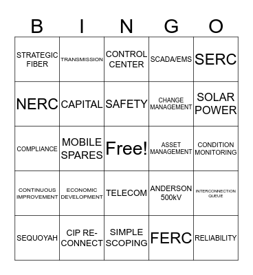 TVA TPAM BINGO Card