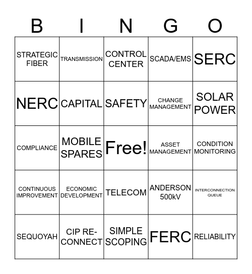 TVA TPAM BINGO Card