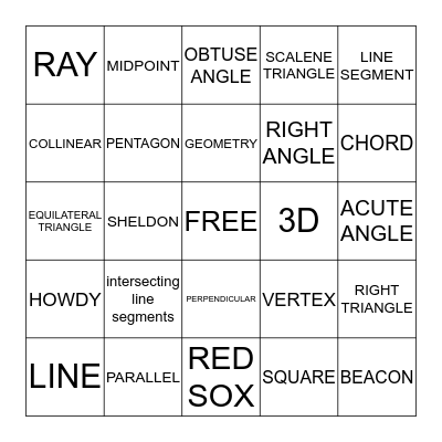 GEOMETRY BINGO Card