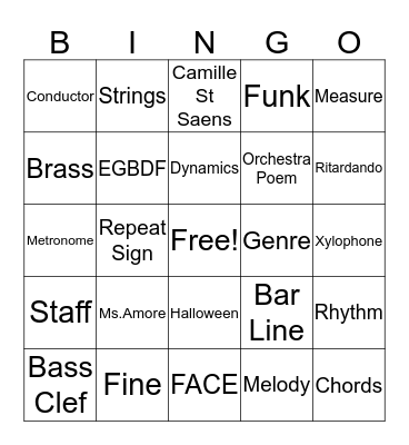 Ms. Amore Quarter 1 Review Bingo Card