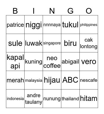 bingo dongo Bingo Card