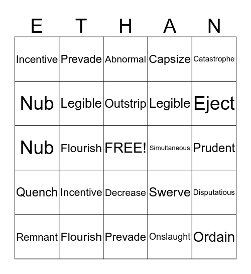 Ethans bingo  Bingo Card