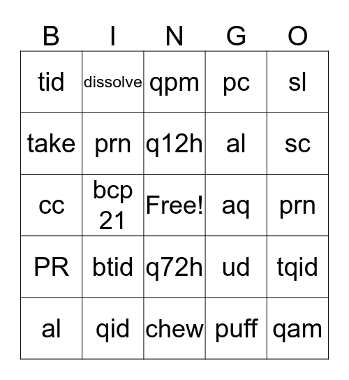 Sigs... Bingo Card