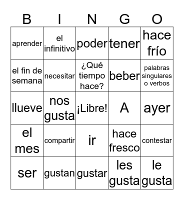 Gustar Bingo Card