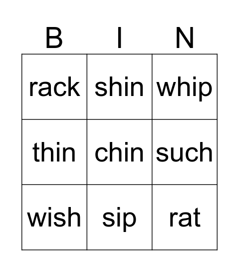 Unit 3- 1st Grade Bingo Card