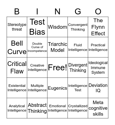 Bingo for Chapter 9 Bingo Card