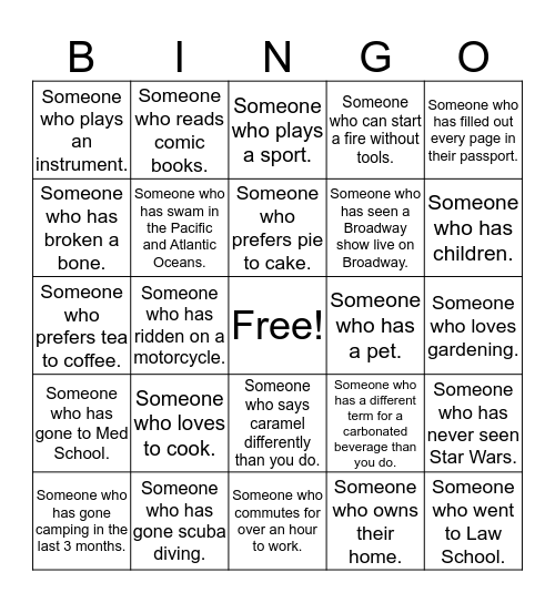One Team Bingo! Bingo Card