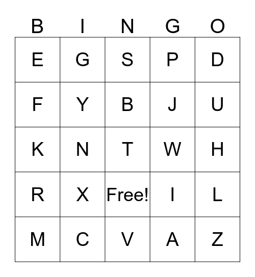 ABC BINGO! Bingo Card