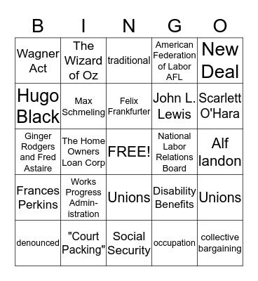 The Great Depression Section Three and Four  Bingo Card