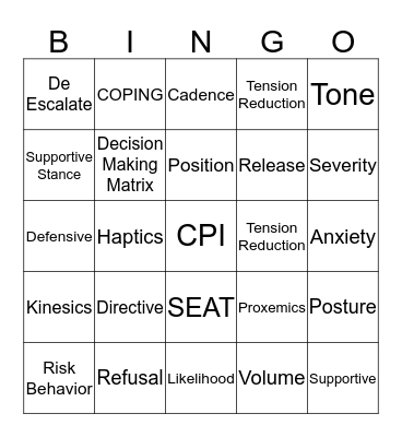 CPI Bingo Card
