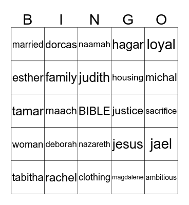 Women of the Bible Bingo Card