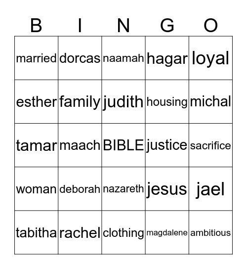 Women of the Bible Bingo Card