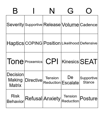CPI Bingo Card