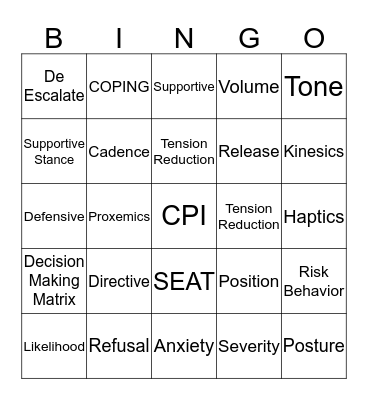 CPI Bingo Card