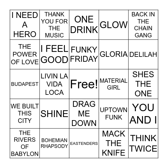 MIX 1 Bingo Card