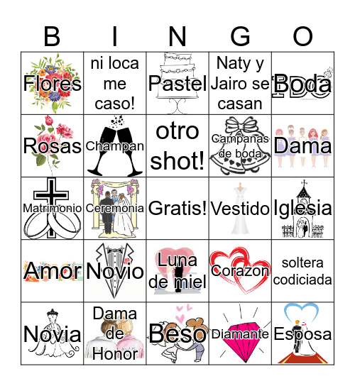 Vivan los novios Bingo Card