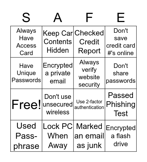 Security Bingo Card