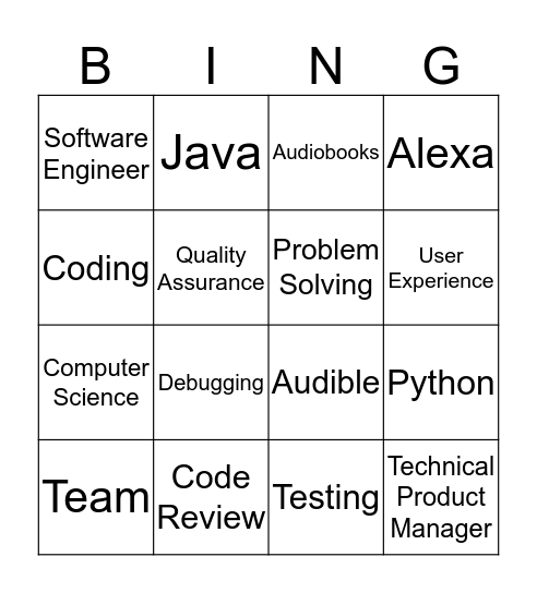 Audible Career Panel Bingo  Bingo Card