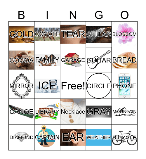 Noun Bingo Card