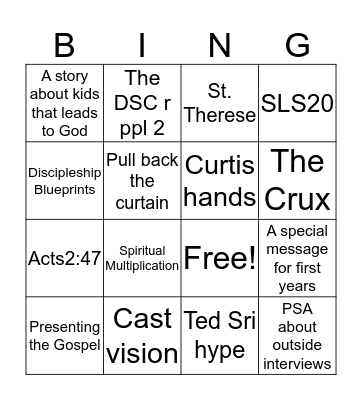FOCUS All-Staff Bingo Card