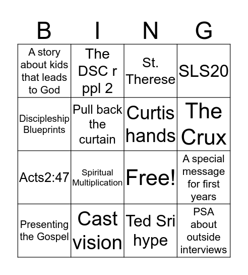 FOCUS All-Staff Bingo Card