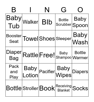 Baby Shower BINGO !! Bingo Card
