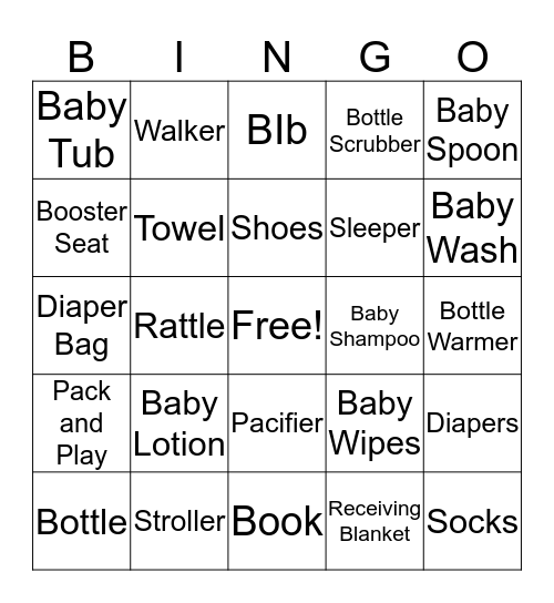 Baby Shower BINGO !! Bingo Card