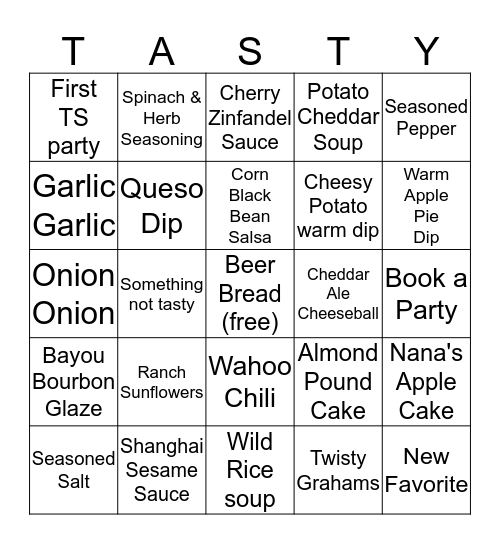 Tastefully Simple Bingo Card