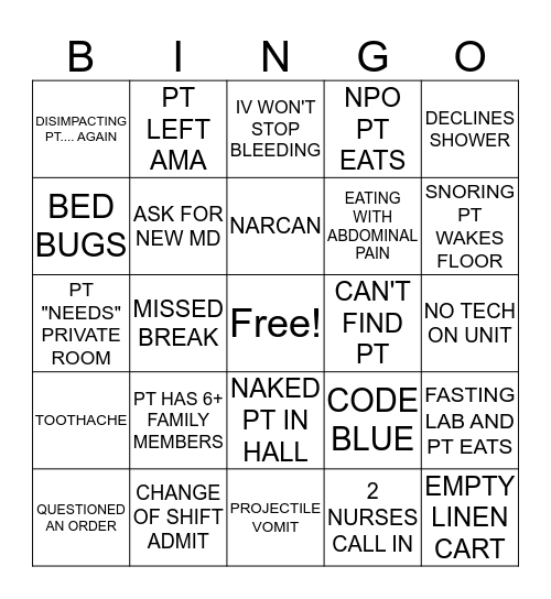 NURSING  Bingo Card