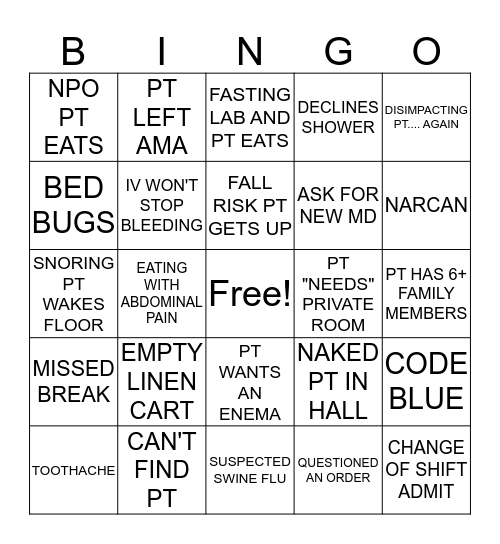 NURSING Bingo Card