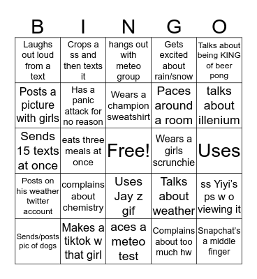 Matt BINGO Card