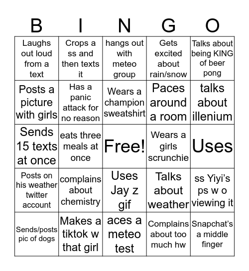 Matt BINGO Card