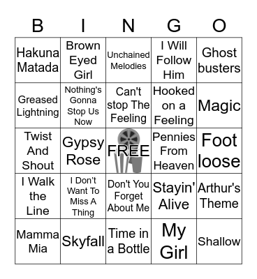 SONGS FROM MOVIES Bingo Card