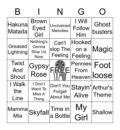 SONGS FROM MOVIES Bingo Card