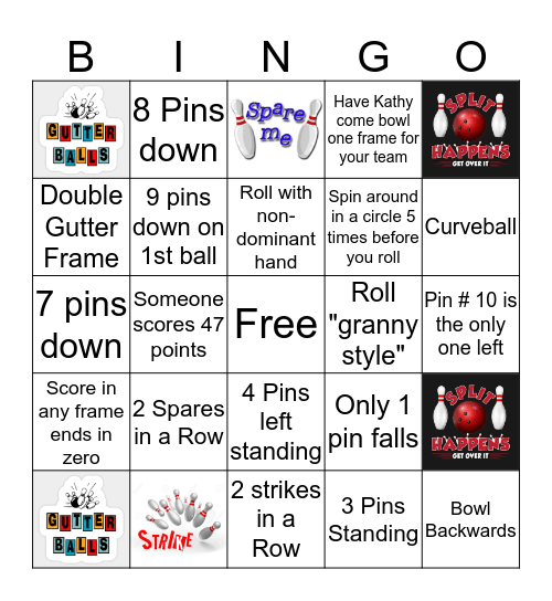 Kathy's Birthday Bowling Party Bingo Card