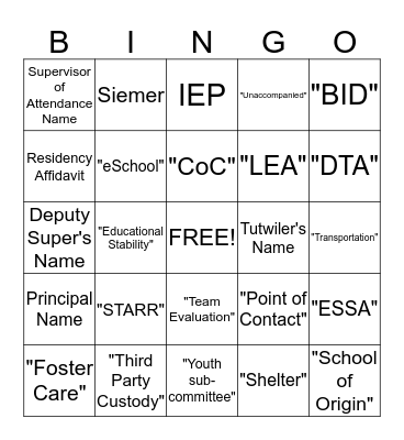 PIC BINGO Card