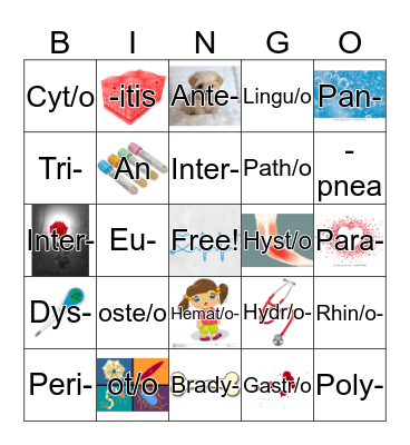 Medical Terminology Bingo Card