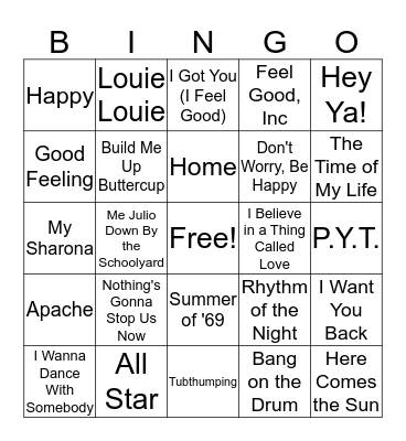 Feel Good Fever Bingo Card