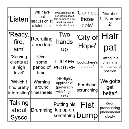 TUCKER TALK! Bingo Card