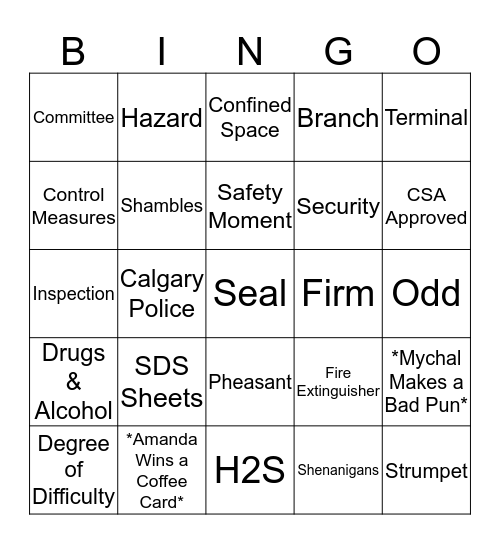 Lanmark Safety Meeting Bingo Card