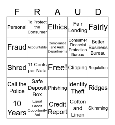 FRAUD Bingo Card