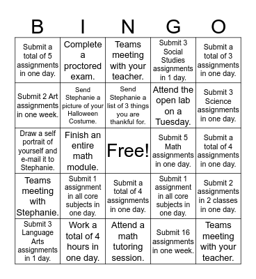 Virtual Bingo Card