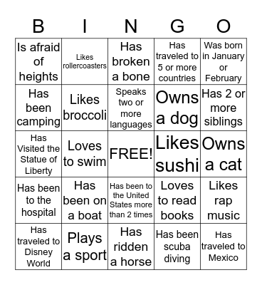 Ice Breaker Bingo #3 Bingo Card