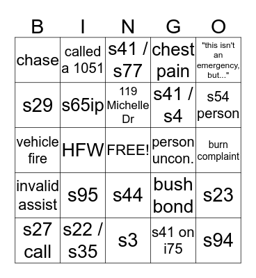 911 bingo Card