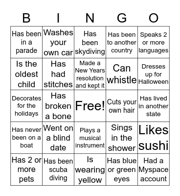 The Houk Group Focus Day Bingo Card