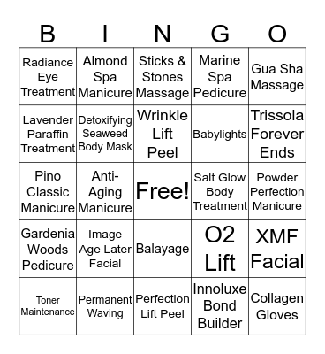 Salon & Spa Bingo  Bingo Card