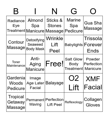 Salon & Spa Bingo  Bingo Card