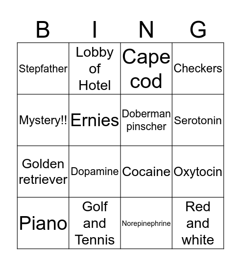 Science of Love Bingo Card