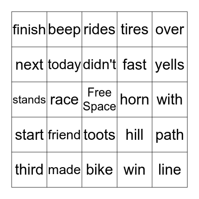 Ready, Set, Pedal Bingo Card